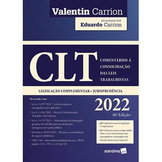 Livro - Clt: Comentarios a Consolidacao das Leis Trabalhistas - Carrion