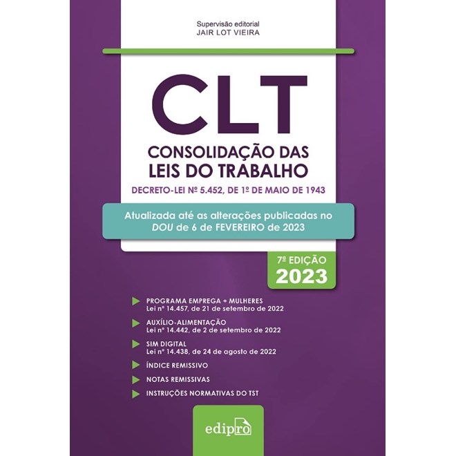 Livro - Clt - Consolidacao das Leis do Trabalho 2023: Mini - Vieira