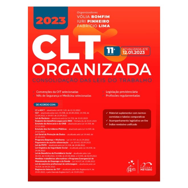 Livro - Clt Organizada: Consolidacao das Leis do Trabalho - Bomfim/pinheiro/lima