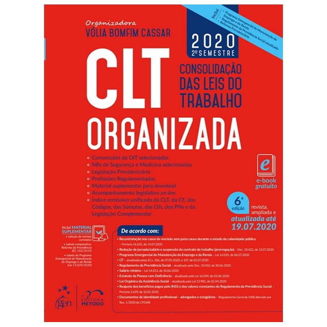 Livro - Clt Organizada - Consolidacao das Leis do Trabalho - Cassar