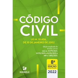 Livro - Codigo Civil: Lei N. 10.406, de 10 de Janeiro de 2002 - Editora Manole