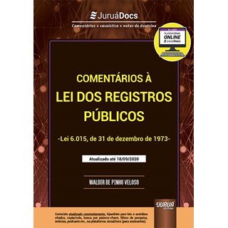 Livro Comentários à Lei dos Registros Públicos - Veloso - Juruá