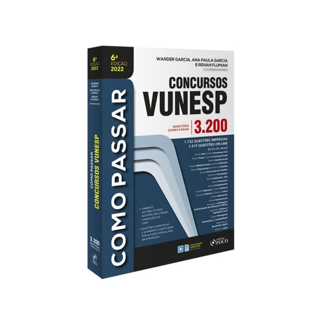 Livro Como Passar em Concursos da Vunesp - 3.200 Questões - Satin - Foco