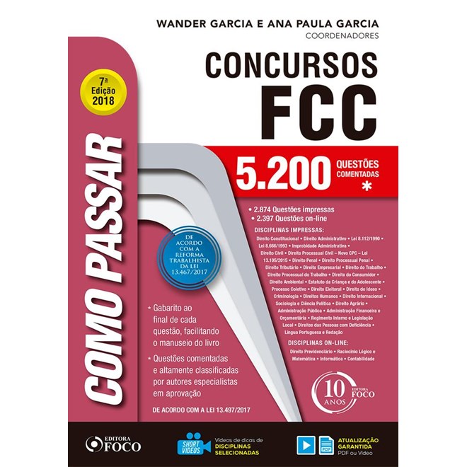 Livro - Como Passar em Concursos Fcc - 5.100 Questoes Comentadas - Garcia / Renan