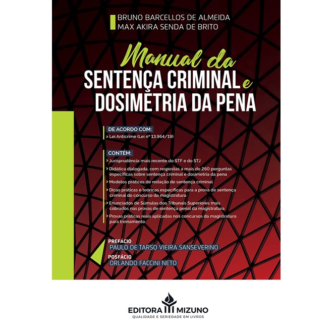 Livro Manual Da Sentença Criminal e Dosimetria Da Pena - Almeida - Jh Mizuno