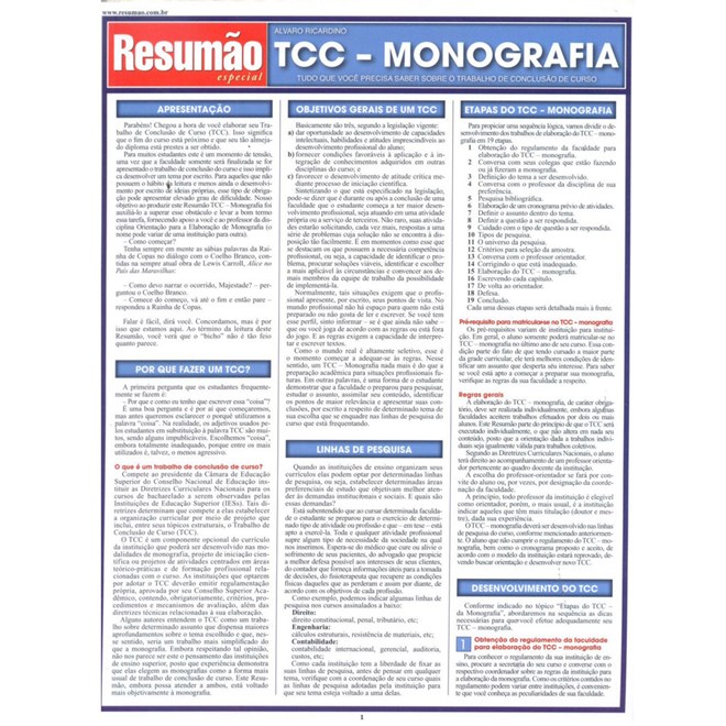 Livro - Tcc - Monografia - Resumao Especial - Ricardino