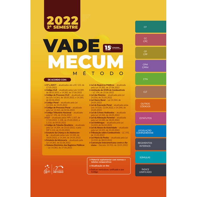 Livro - Vade Mecum Metodo 2022 - 2 Semestre - Equipe Metodo