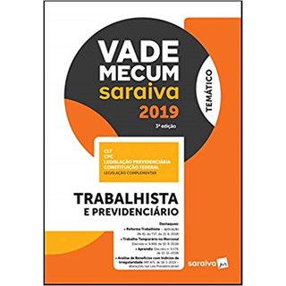Livro - Vade Mecum Saraiva 2019 - Trabalhista e Previdenciário